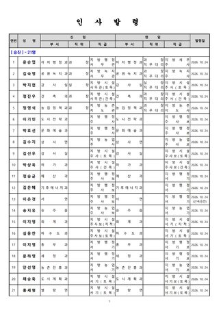 순천시,  2026년 하반기 후속인사 발령
