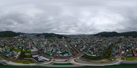 하늘에서 바라본 순천시 향동 중앙동 시내 - 360도 사진